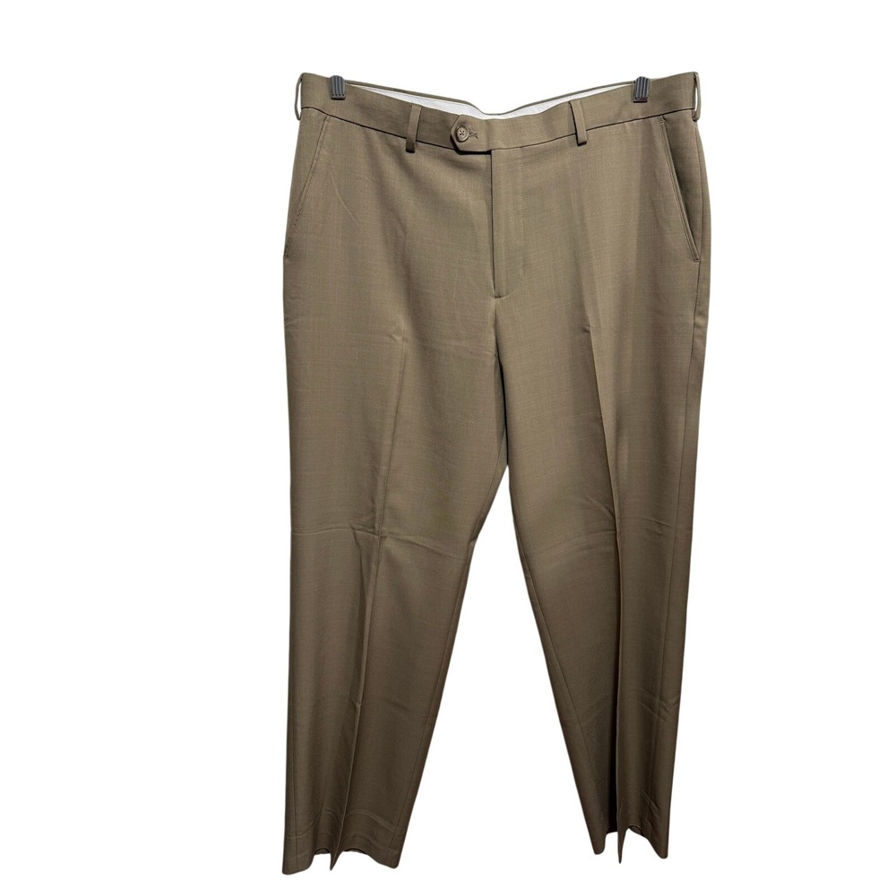 IZOD‎ Mens Flat Front Dress Pants Khaki Tan Straight Fit Size 38x32